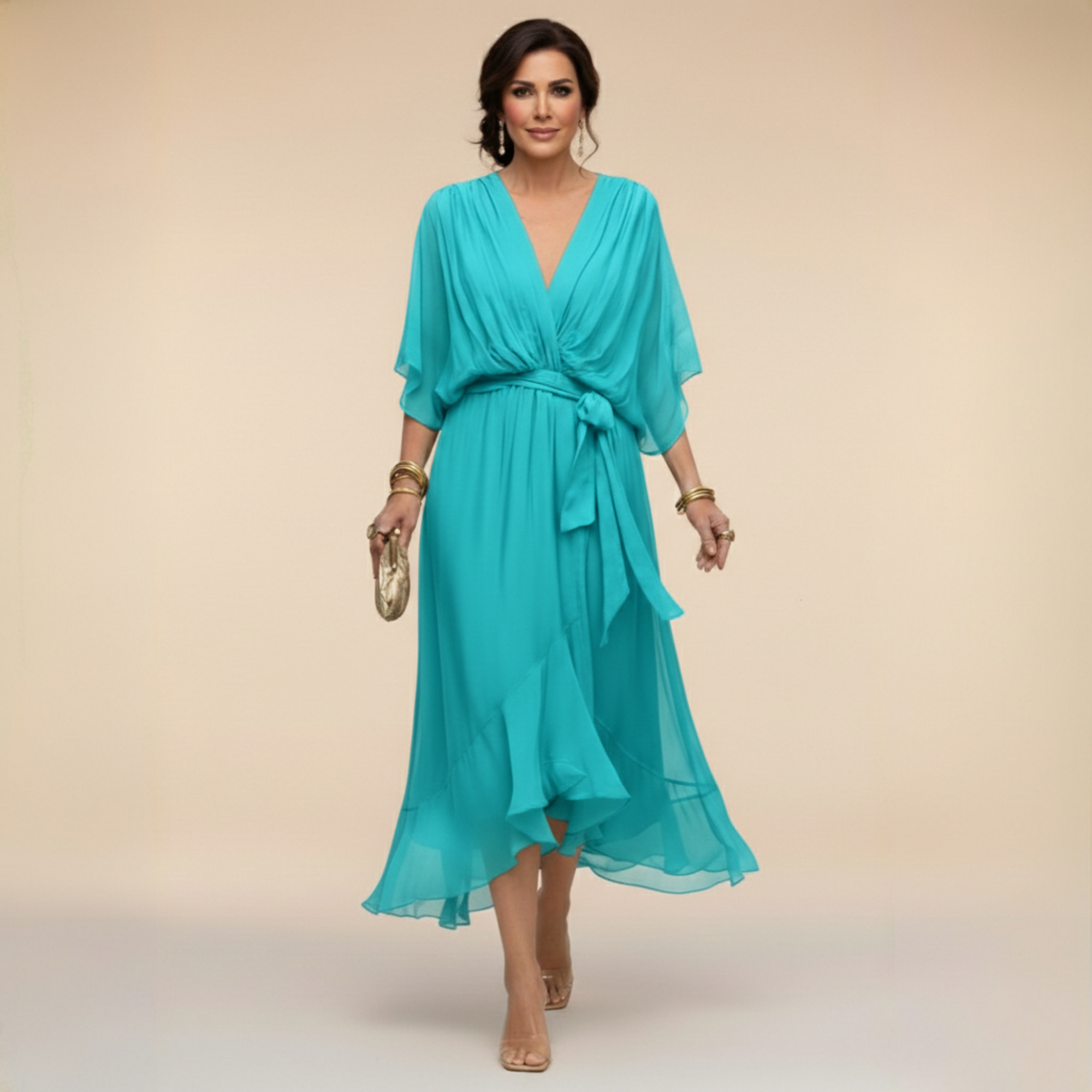Regina | Kleid aus chiffon mit scollo mit V