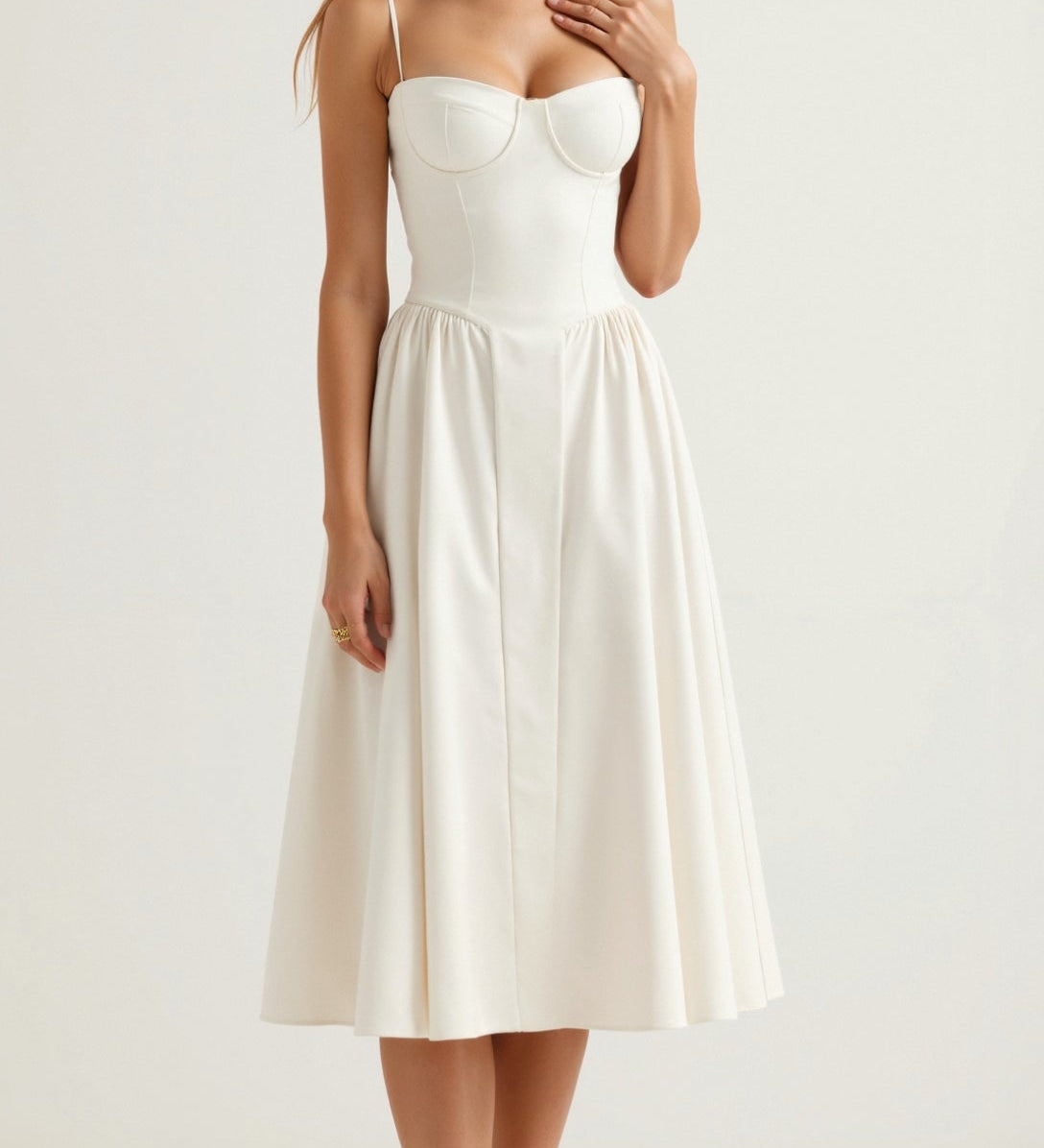 Kelsey - Structured Corset Midi Dress