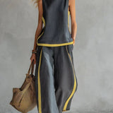 Ursula - Elegant and Casual Gilet and Trousers Set with Bicolour Finishes