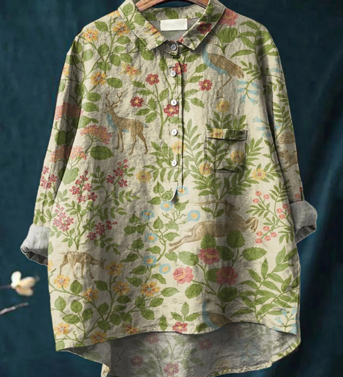 Lotte | Legeres T-Shirt mit Vintage-Blumen- und Tierprint