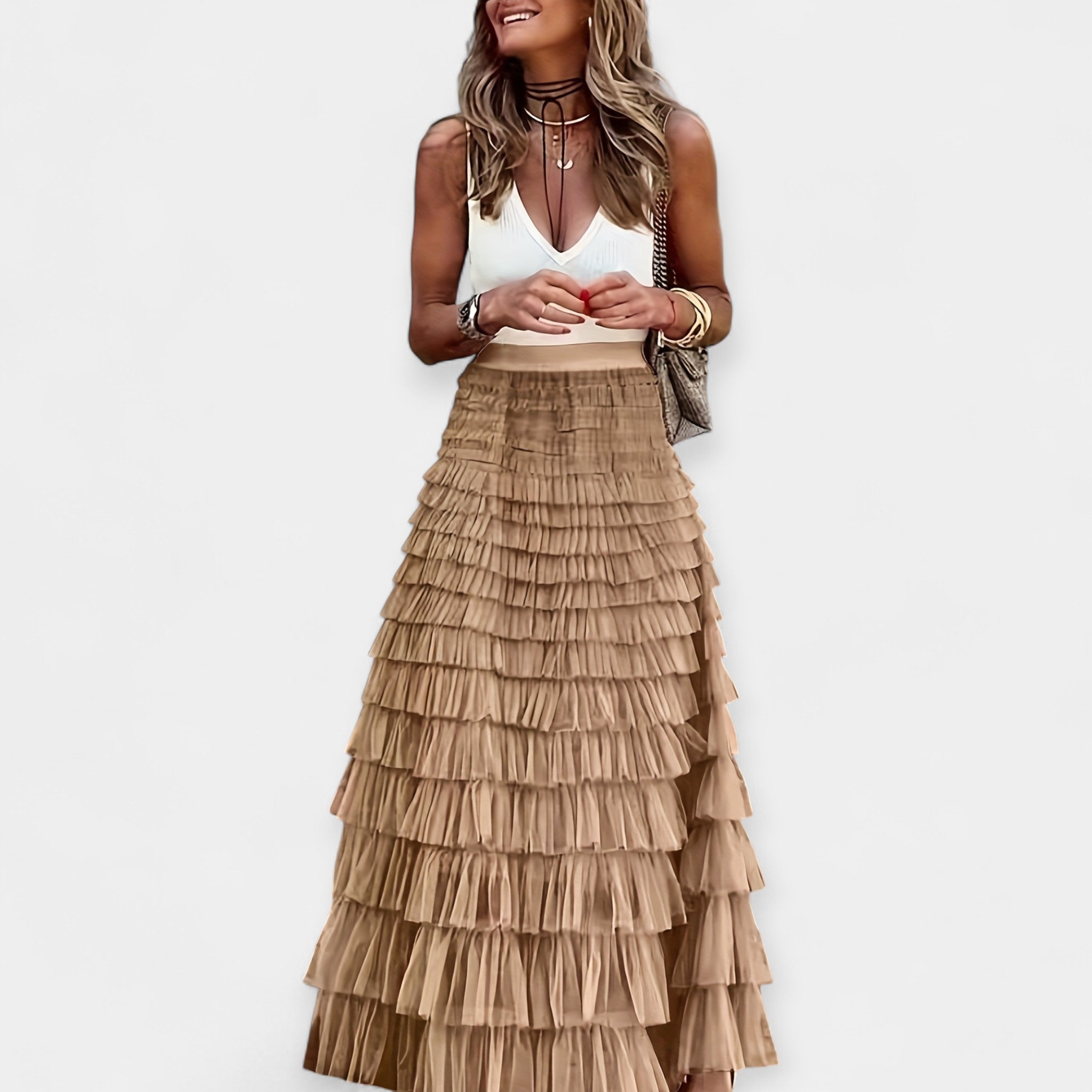 Boho Skirt with Satin Hem
