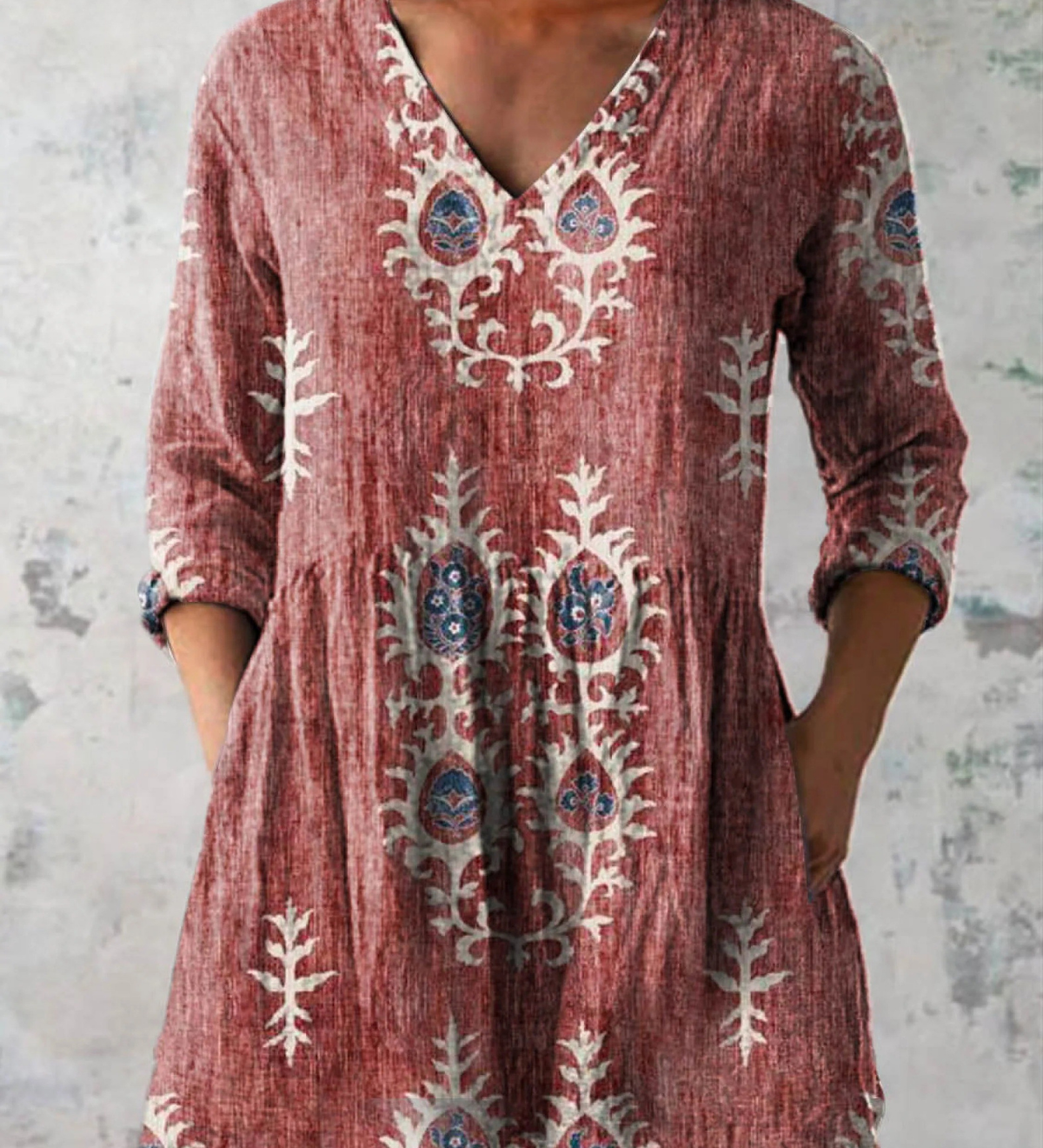 Frederike | Lange Bluse mit V-Ausschnitt
