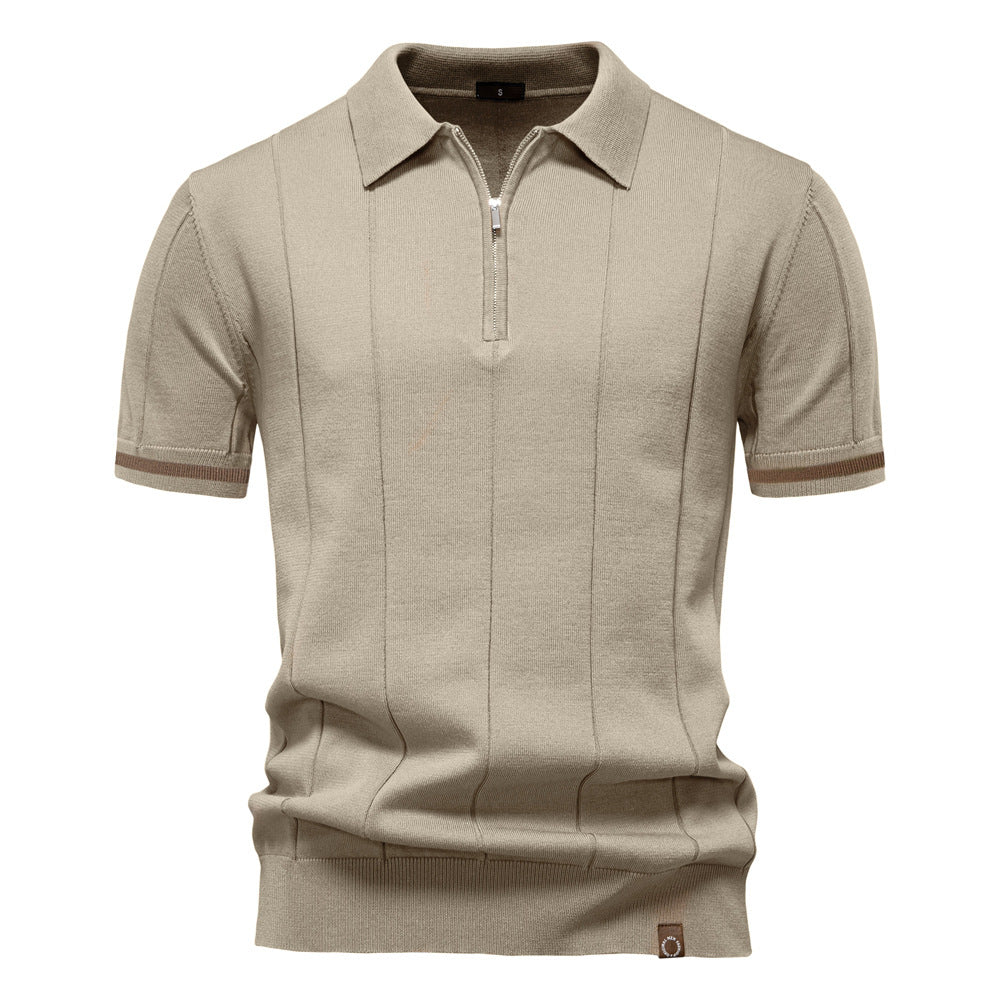 Riley - Vertical-Texture Half-Zip Polo