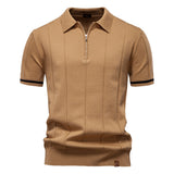 Riley - Vertical-Texture Half-Zip Polo