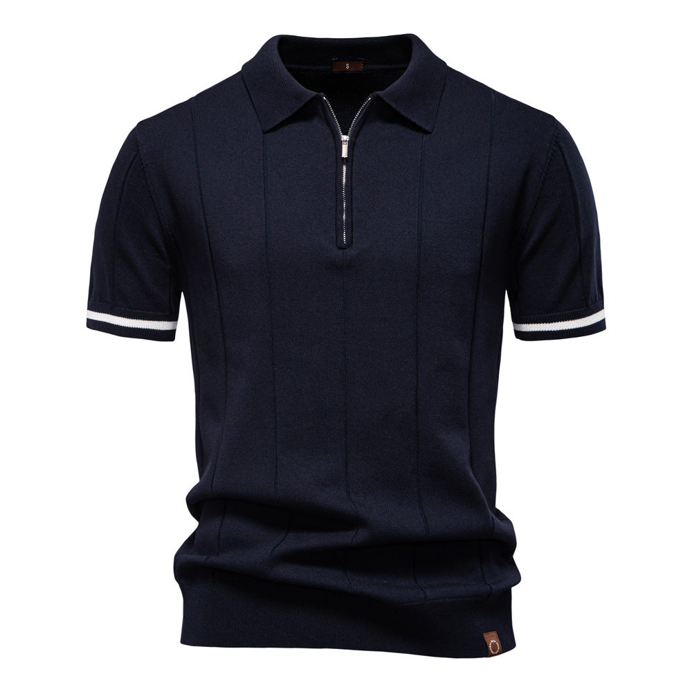 Riley - Vertical-Texture Half-Zip Polo