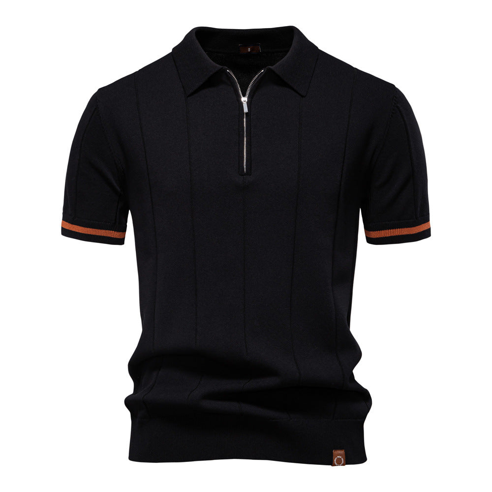 Riley - Vertical-Texture Half-Zip Polo