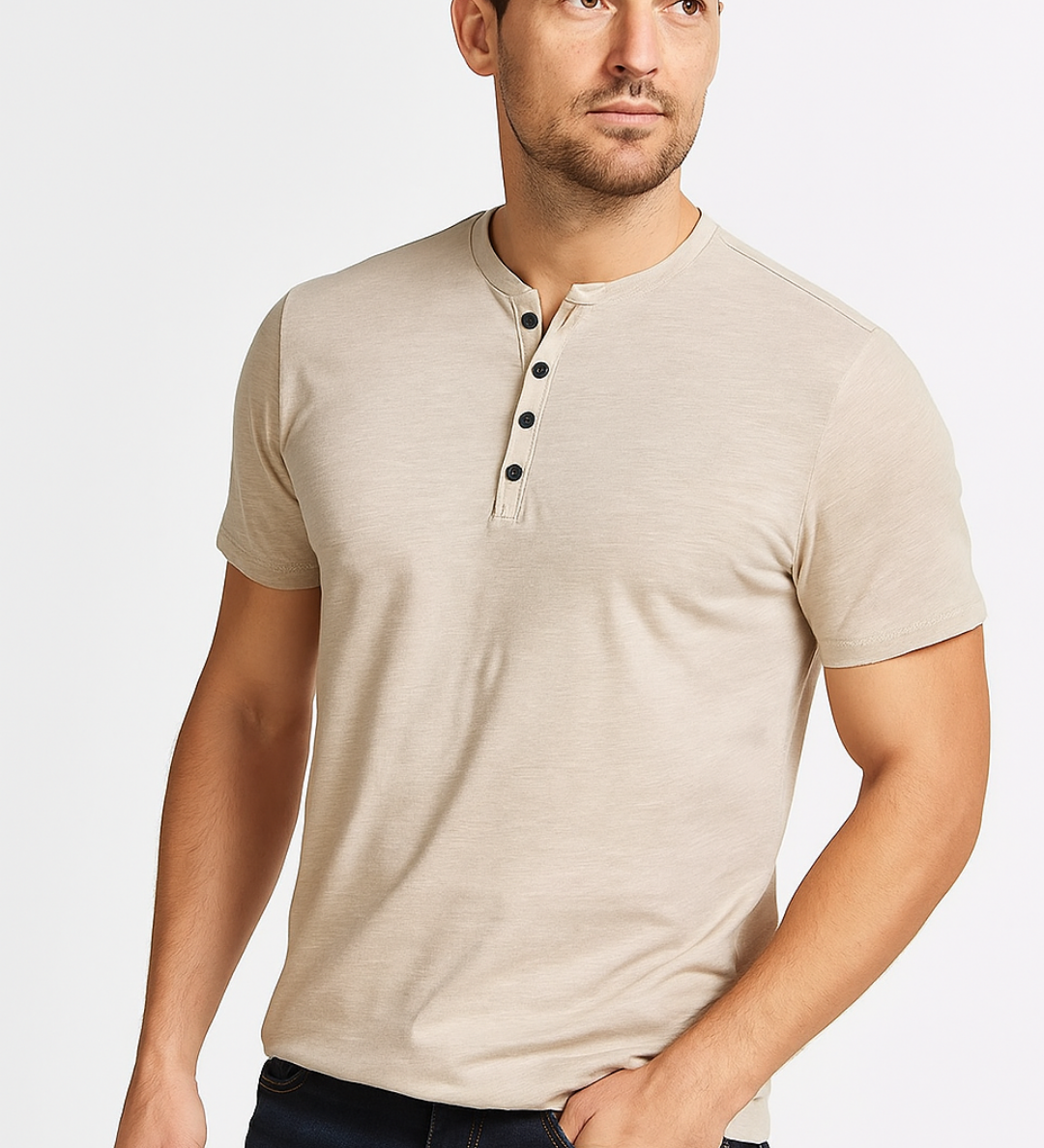 Blake - Button-Collar Henley Shirt