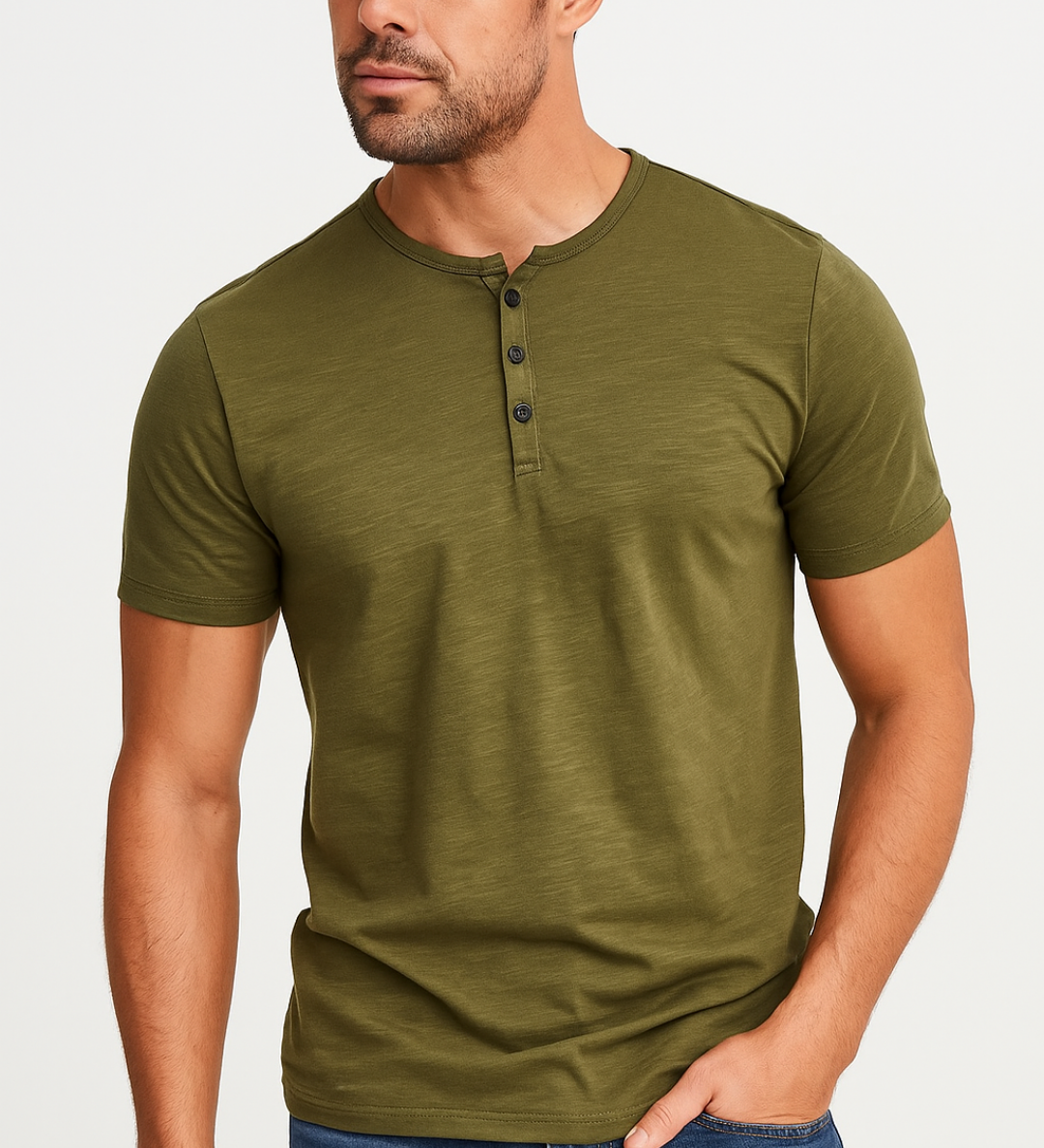 Blake - Button-Collar Henley Shirt