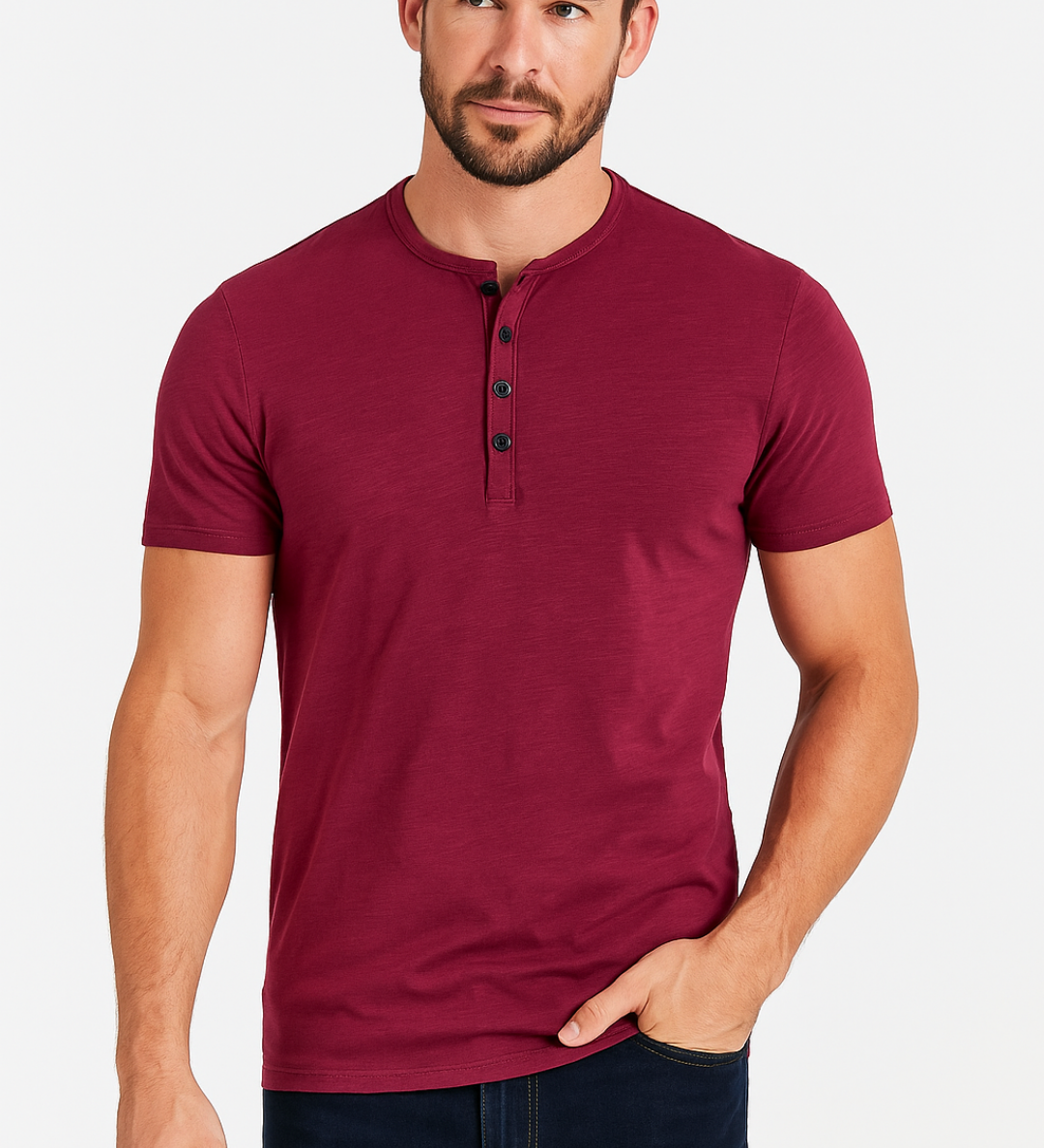 Blake - Button-Collar Henley Shirt