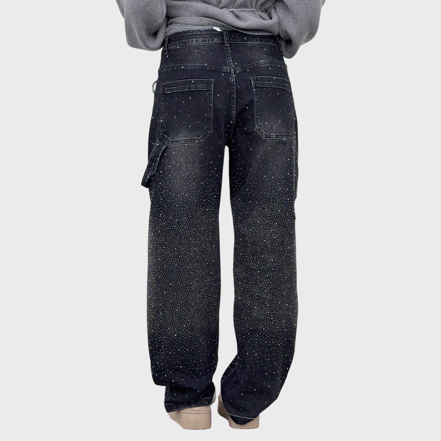 Zoe - Wide Leg Jewel Detail Jeans