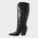 Stella - Croc-Effect Heeled Boots