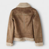 Kendall - Faux Suede Aviator Coat