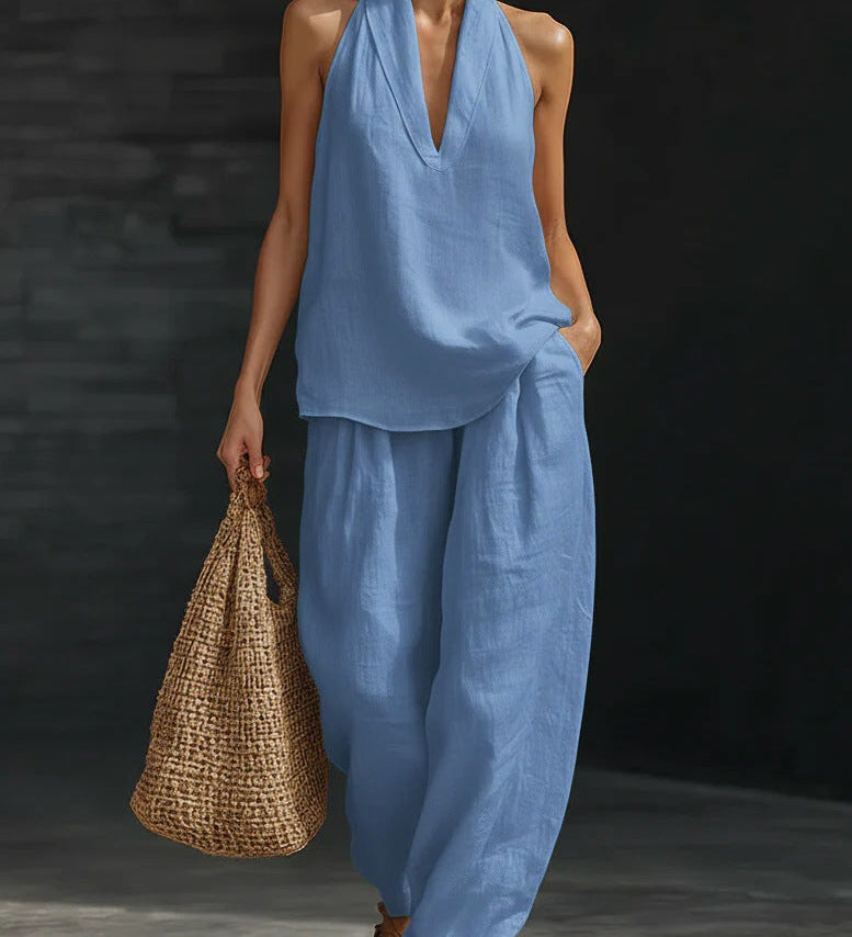 Zoë™ Sleeveless Set with Wide Trousers