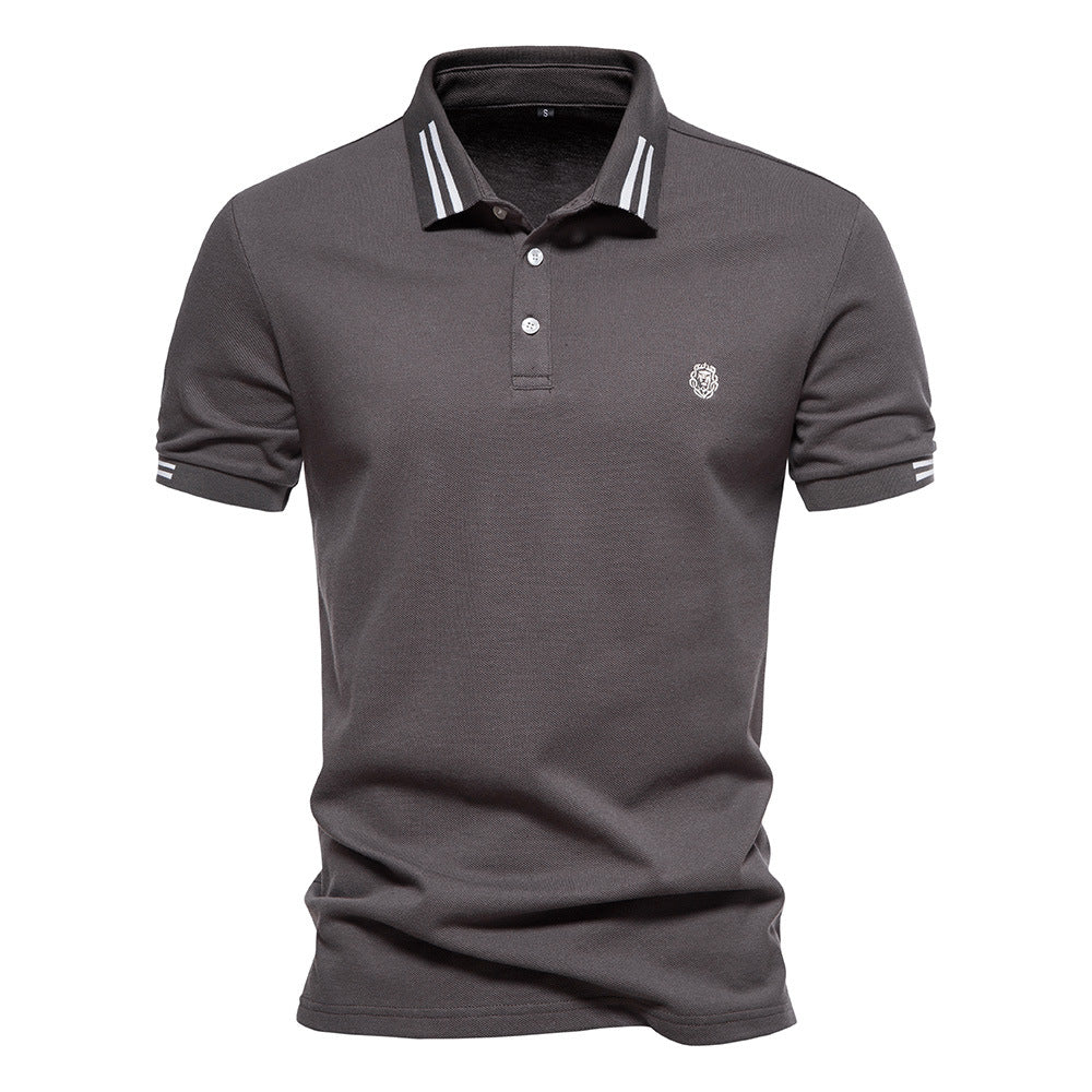 Angus - Striped Structured-Collar Polo