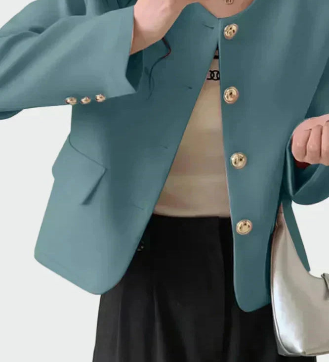 Lena - Gold Button Blazer