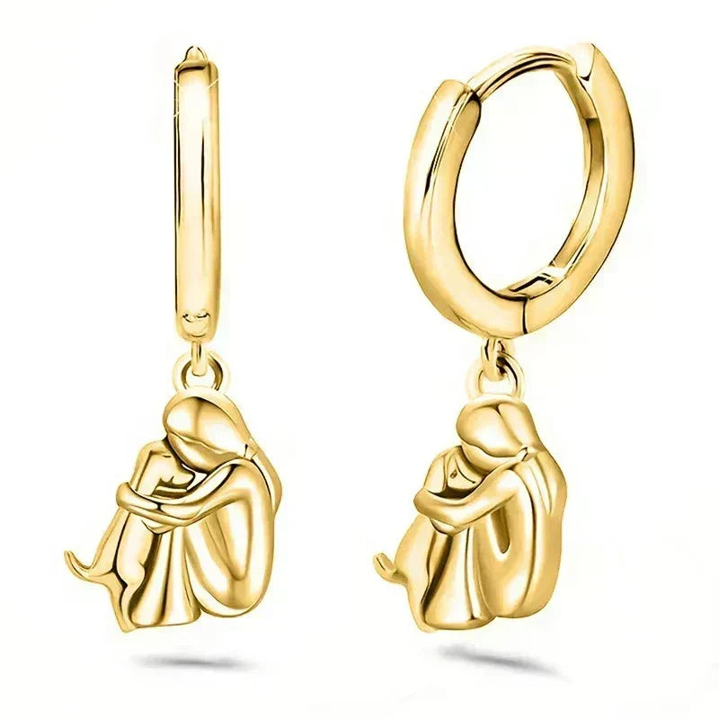 Ruby - Dog Hug Round Clasp Earrings