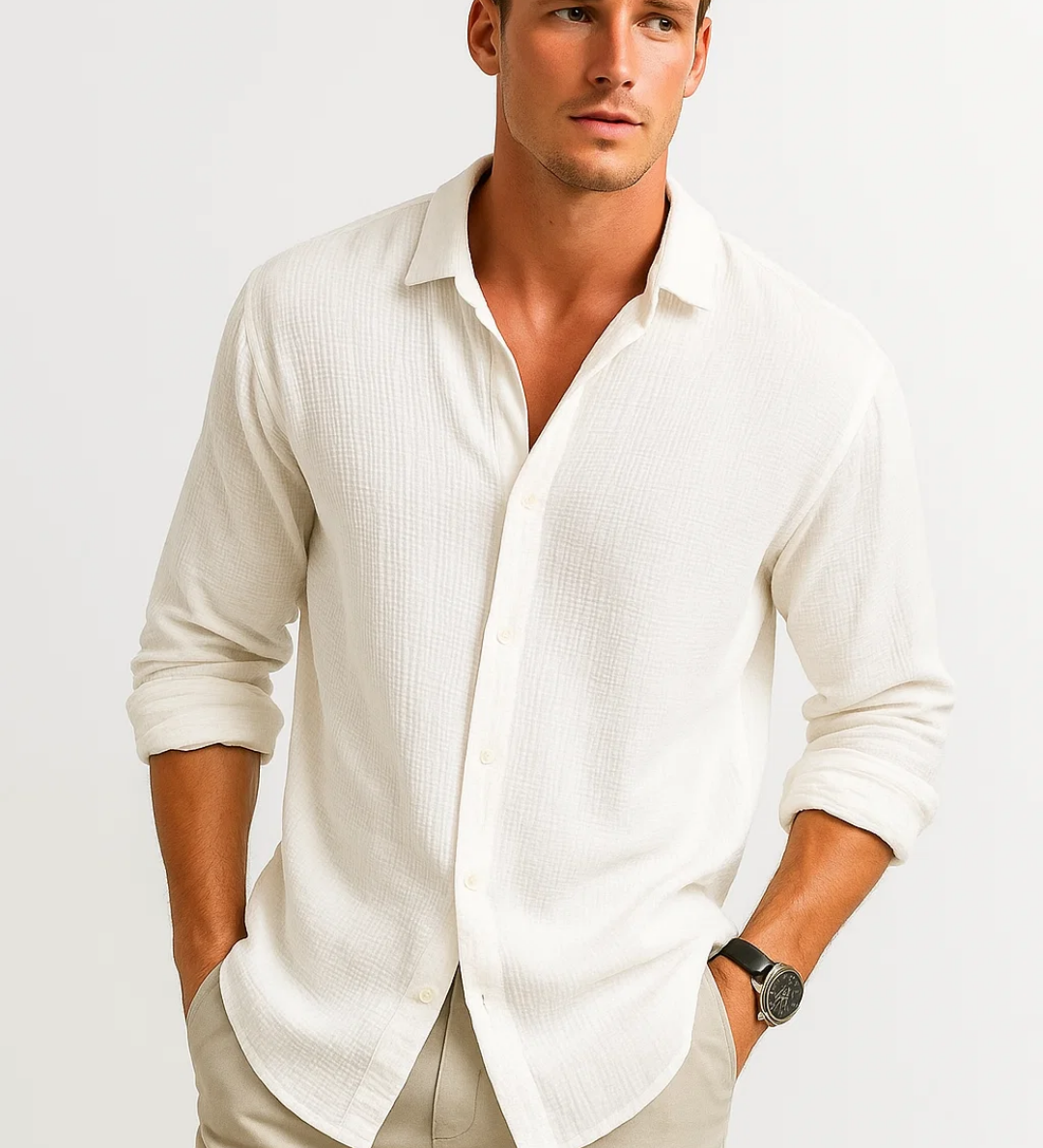 Angus - Smart-Collar Button-Up Shirt