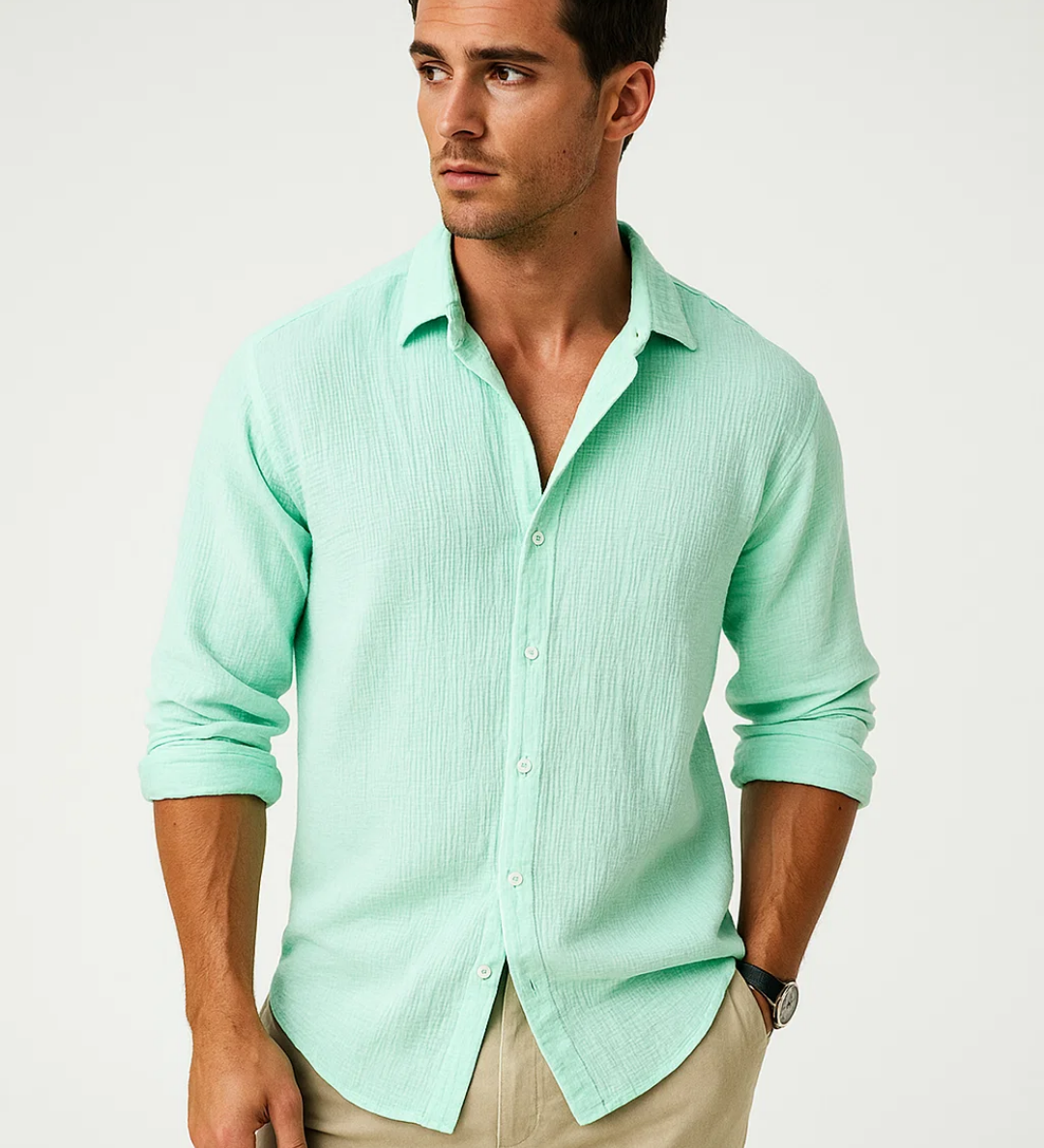 Angus - Smart-Collar Button-Up Shirt