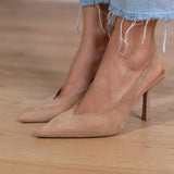 Isla - Nude Slingback Pumps with Slim Heel