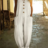 Isla - Vintage Washed Denim Cotton Jumpsuit